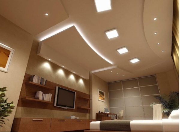Đèn led nổi vuông kết hợp với các loại đèn mang đến không gian cực chill 