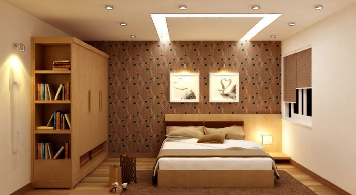 Mẫu đèn ốp trần đơn giản nhưng vẫn tạo sự sang trọng cho phòng ngủ